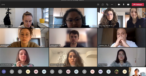 Screenshot of the online welcome event for the new exchange students of HSD on 23 March 2021